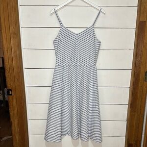 L.L. Bean Signature Blue And White Striped Women's Midi Dress